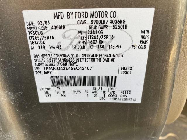 Photo 10 from auction – 2005 FORD EXCURSION with VIN 1FMNU43S45EC42407