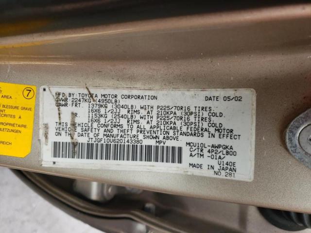 Photo 14 from auction – 2002 LEXUS RX 300 with VIN JTJGF10U620143380