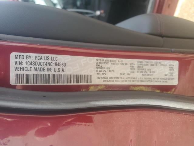 Photo 14 from auction – 2022 DODGE DURANGO R/ with VIN 1C4SDJCT4NC194580