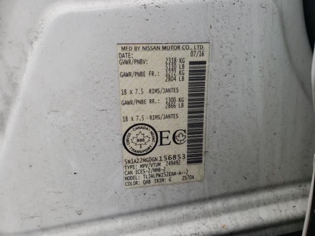 Photo 14 from auction – 2016 NISSAN MURANO S with VIN 5N1AZ2MG0GN156853