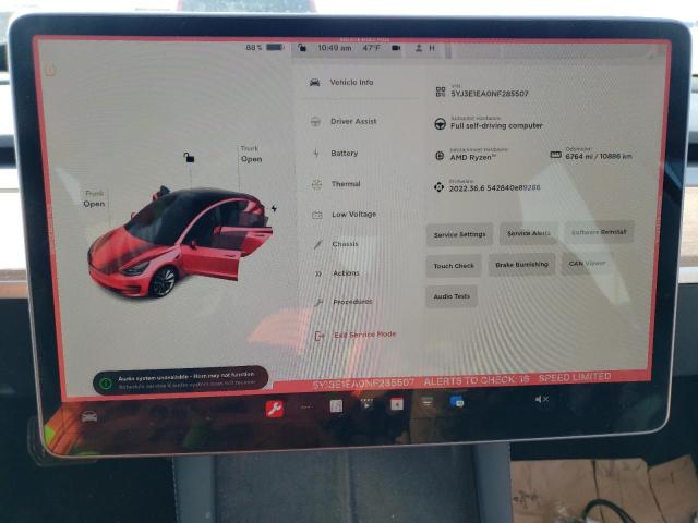 Photo 9 from auction – 2022 TESLA MODEL 3 with VIN 5YJ3E1EA0NF285507