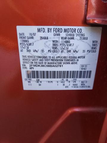 Photo 14 from auction – 2008 FORD EDGE SEL with VIN 2FMDK38C58BA02781