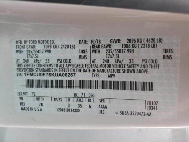 Photo 14 from auction – 2019 FORD ESCAPE S with VIN 1FMCU0F76KUA06267