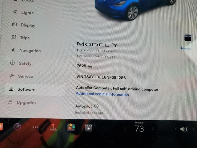Photo 9 from auction – 2022 TESLA MODEL Y with VIN 7SAYGDEE8NF394286
