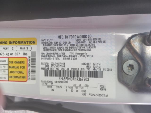 Photo 10 from auction – 2017 FORD FUSION SE with VIN 3FA6P0HD7HR367203