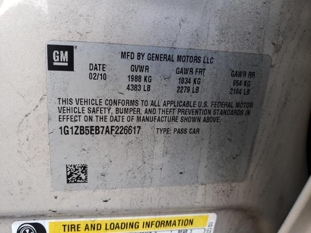 Photo 14 from auction – 2010 CHEVROLET MALIBU LS with VIN 1G1ZB5EB7AF226617