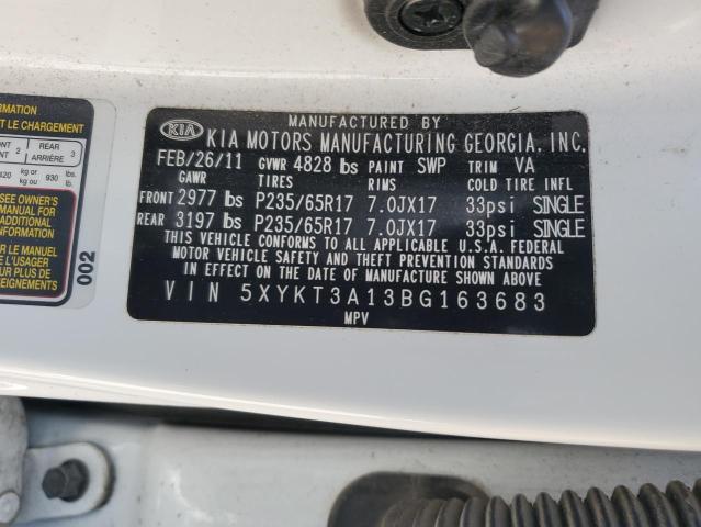 Photo 14 from auction – 2011 KIA SORENTO BA with VIN 5XYKT3A13BG163683