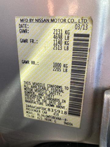 Photo 10 from auction – 2013 NISSAN MAXIMA S with VIN 1N4AA5AP3DC835918