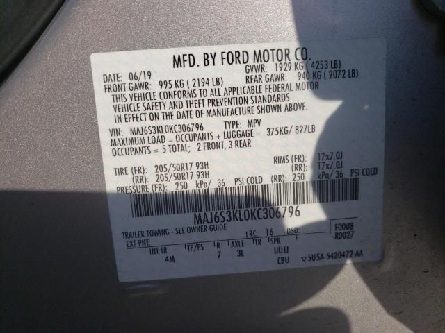 Photo 14 from auction – 2019 FORD ECOSPORT T with VIN MAJ6S3KL0KC306796