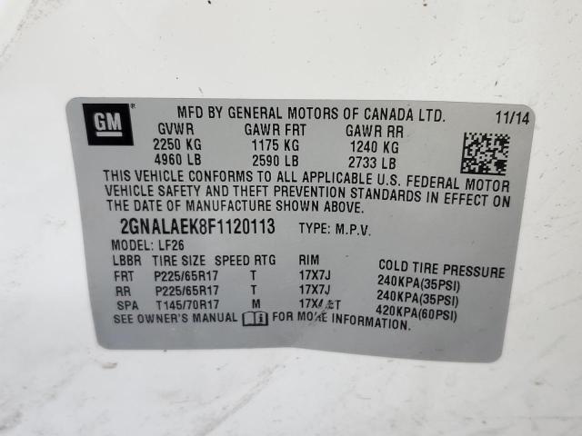 Photo 14 from auction – 2015 CHEVROLET EQUINOX LS with VIN 2GNALAEK8F1120113