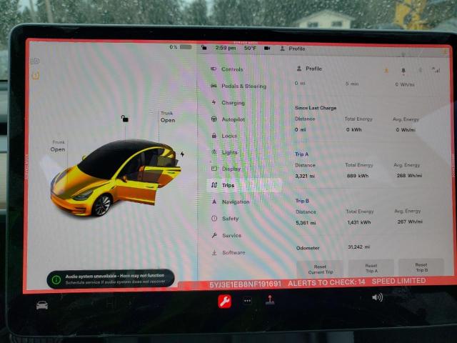 Photo 9 from auction – 2022 TESLA MODEL 3 with VIN 5YJ3E1EB8NF191691