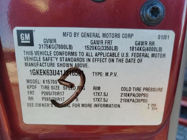 Photo 14 from auction – 2001 GMC YUKON with VIN 1GKEK63U41J216581