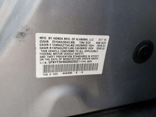Photo 14 from auction – 2016 HONDA PILOT TOUR with VIN 5FNYF5H90GB009021
