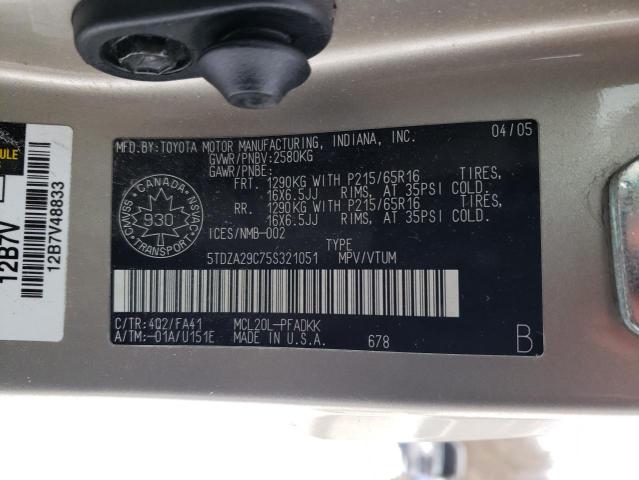 Photo 14 from auction – 2005 TOYOTA SIENNA CE with VIN 5TDZA29C75S321051
