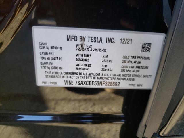 Photo 14 from auction – 2022 TESLA MODEL X with VIN 7SAXCBE53NF328692