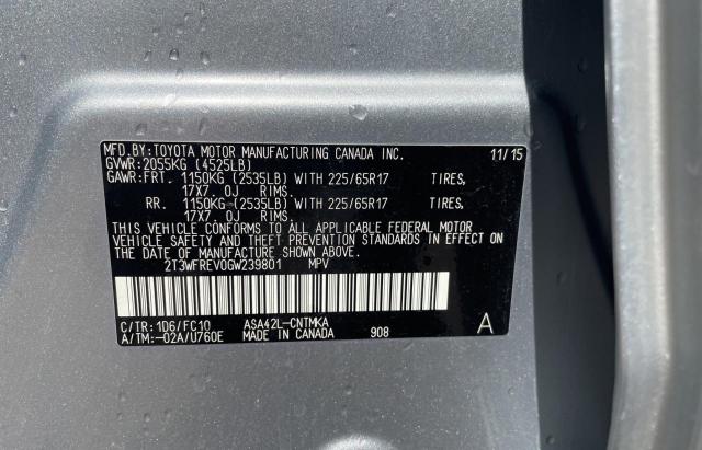 Photo 10 from auction – 2016 TOYOTA RAV4 XLE with VIN 2T3WFREV0GW239801