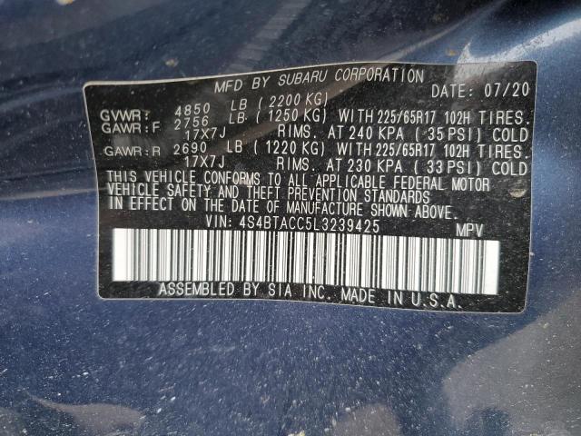Photo 14 from auction – 2020 SUBARU OUTBACK PR with VIN 4S4BTACC5L3239425