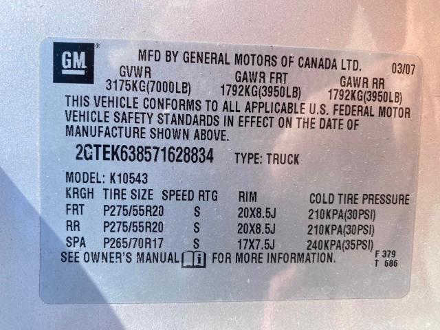 Photo 10 from auction – 2007 GMC NEW SIERRA with VIN 2GTEK638571628834