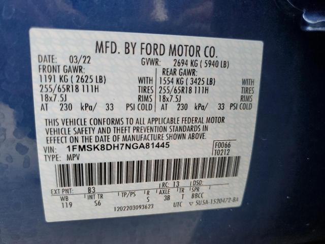 Foto 14 de la subasta – 2022 FORD EXPLORER X con VIN 1FMSK8DH7NGA81445