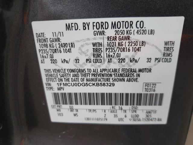 Zdjęcie 14 z aukcji – 2012 FORD ESCAPE XLT z VIN 1FMCU0DG5CKB58329