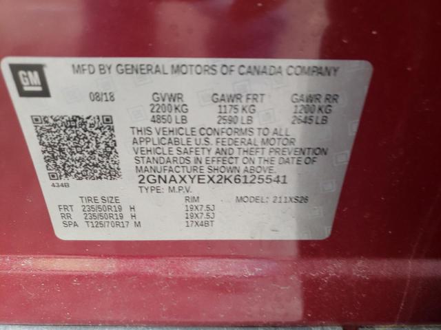 Photo 14 from auction – 2019 CHEVROLET EQUINOX PR with VIN 2GNAXYEX2K6125541