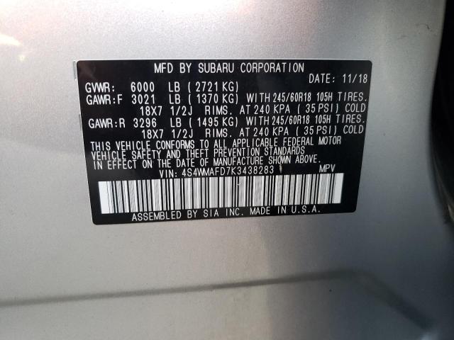 Photo 14 from auction – 2019 SUBARU ASCENT PRE with VIN 4S4WMAFD7K3438283