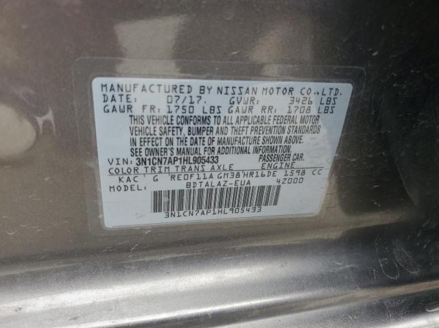 Photo 10 from auction – 2017 NISSAN VERSA S with VIN 3N1CN7AP1HL905433