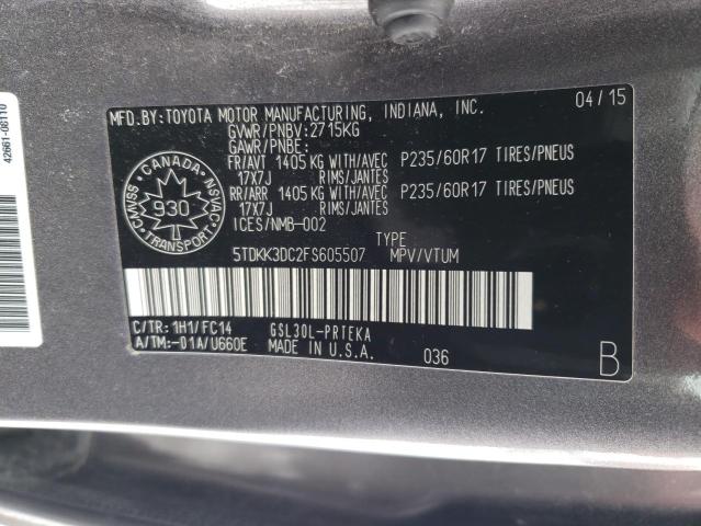 Photo 14 from auction – 2015 TOYOTA SIENNA LE with VIN 5TDKK3DC2FS605507