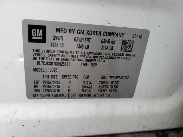 Photo 14 from auction – 2016 CHEVROLET TRAX LS with VIN KL7CJKSB1GB625801