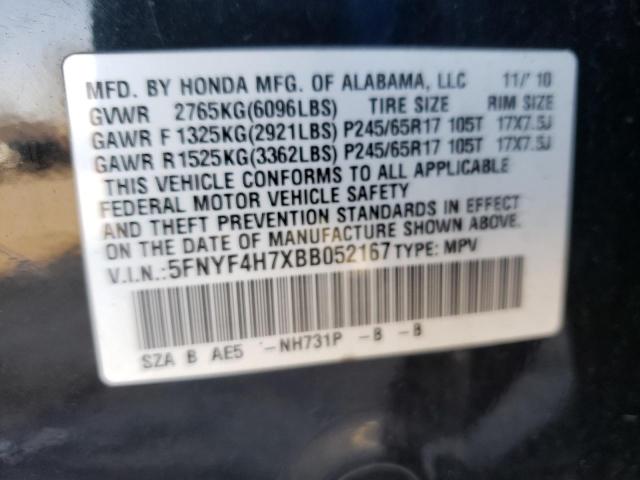 Photo 14 from auction – 2011 HONDA PILOT EXLN with VIN 5FNYF4H7XBB052167