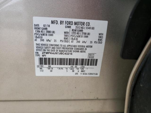 Photo 14 from auction – 2018 FORD EDGE SEL with VIN 2FMPK4J97JBC43216
