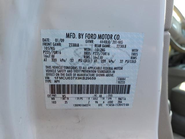 Photo 14 from auction – 2009 FORD ESCAPE XLT with VIN 1FMCU037X9KB29659
