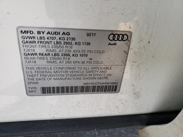 Photo 14 from auction – 2017 AUDI Q3 PREMIUM with VIN WA1HCCFS4HR016952