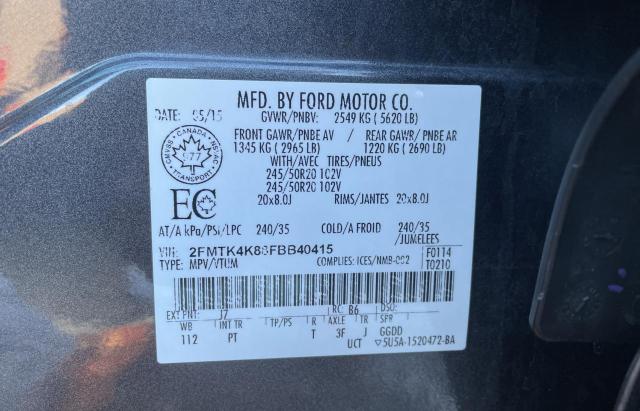 Photo 10 from auction – 2015 FORD EDGE TITAN with VIN 2FMTK4K88FBB40415