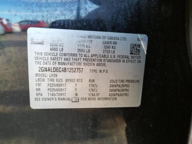 Photo 14 from auction – 2011 CHEVROLET EQUINOX LT with VIN 2GNALDEC4B1252757
