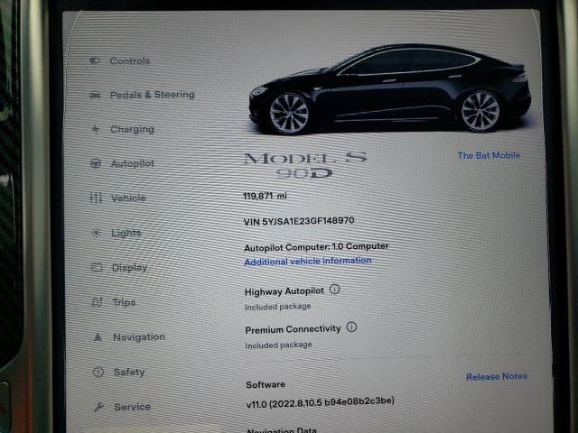 Photo 9 from auction – 2016 TESLA MODEL S with VIN 5YJSA1E23GF148970