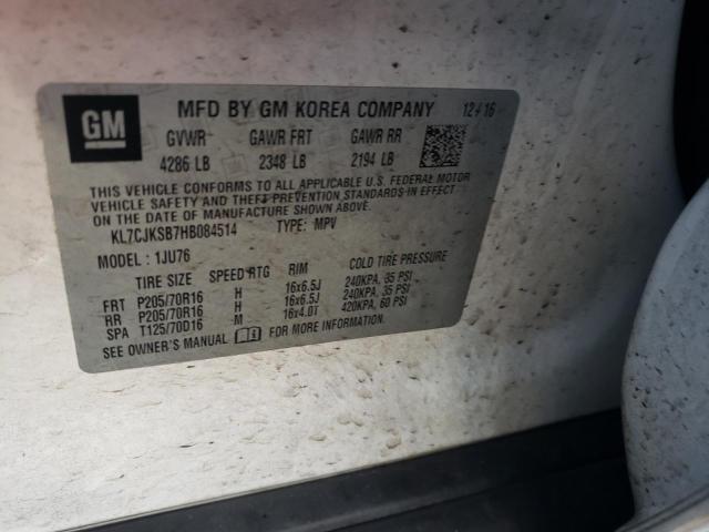 Photo 14 from auction – 2017 CHEVROLET TRAX LS with VIN KL7CJKSB7HB084514