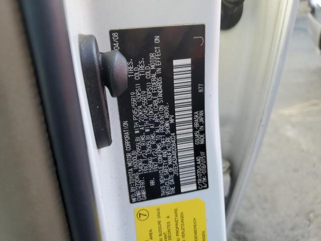 Photo 14 from auction – 2008 TOYOTA HIGHLANDER with VIN JTEES43A482084024