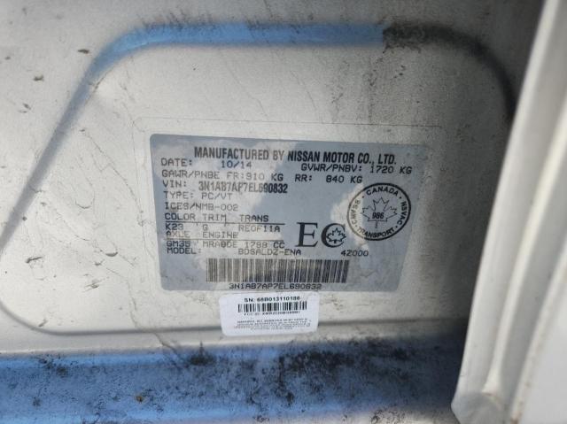 Photo 10 from auction – 2014 NISSAN SENTRA S with VIN 3N1AB7AP7EL690832