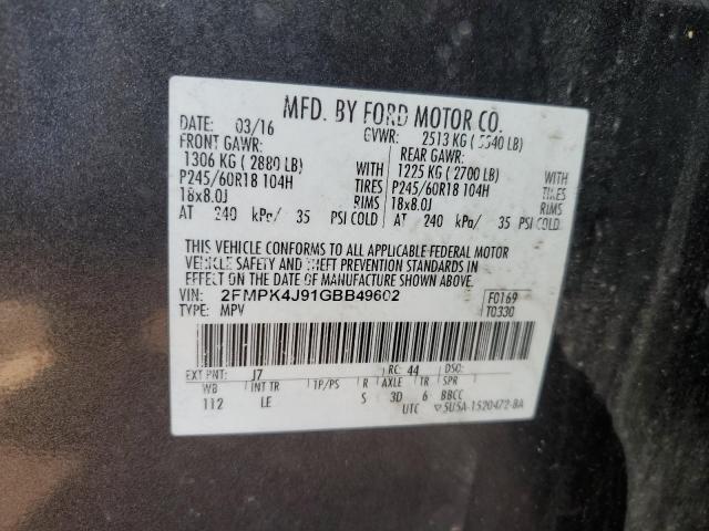 Photo 14 from auction – 2016 FORD EDGE SEL with VIN 2FMPK4J91GBB49602