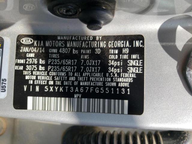 Photo 14 from auction – 2015 KIA SORENTO LX with VIN 5XYKT3A67FG551131