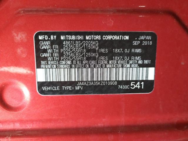 Photo 14 from auction – 2019 MITSUBISHI OUTLANDER with VIN JA4AZ3A35KZ010908