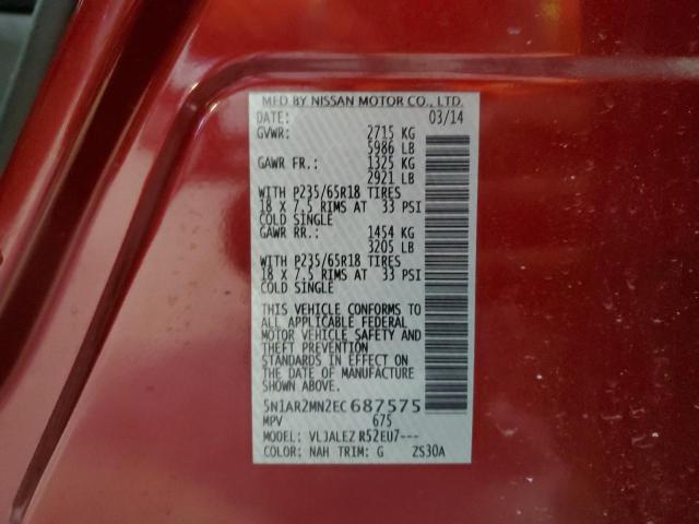 Photo 14 from auction – 2014 NISSAN PATHFINDER with VIN 5N1AR2MN2EC687575