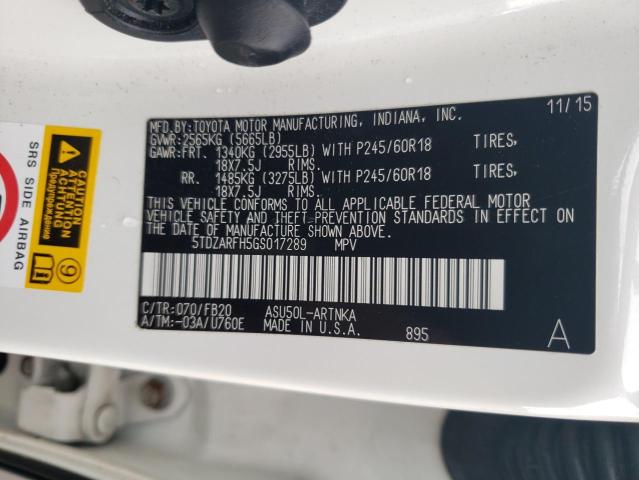 Photo 14 from auction – 2016 TOYOTA HIGHLANDER with VIN 5TDZARFH5GS017289