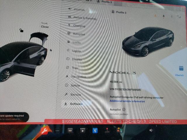 Photo 9 from auction – 2022 TESLA MODEL 3 with VIN 5YJ3E1EA0NF189585