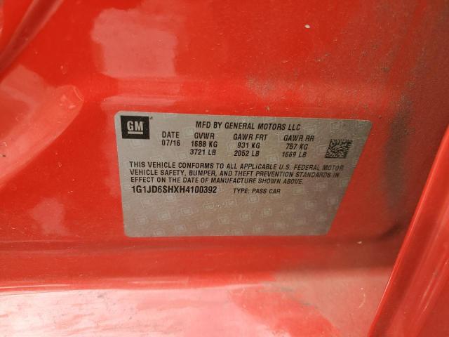 Photo 14 from auction – 2017 CHEVROLET SONIC LT with VIN 1G1JD6SHXH4100392