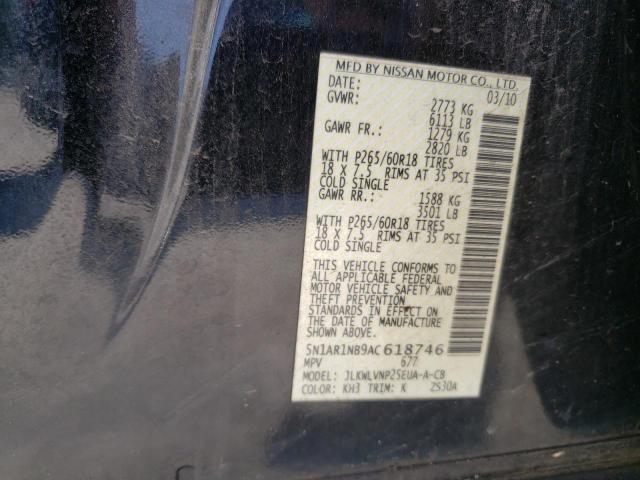 Photo 14 from auction – 2010 NISSAN PATHFINDER with VIN 5N1AR1NB9AC618746