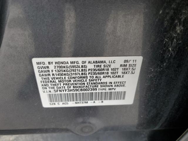 Photo 14 from auction – 2012 HONDA PILOT EXL with VIN 5FNYF3H59CB002399