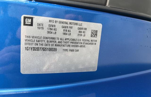 Photo 10 from auction – 2016 CHEVROLET CORVETTE S with VIN 1G1YD2D77G5108339