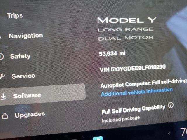Photo 9 from auction – 2020 TESLA MODEL Y with VIN 5YJYGDEE9LF018299